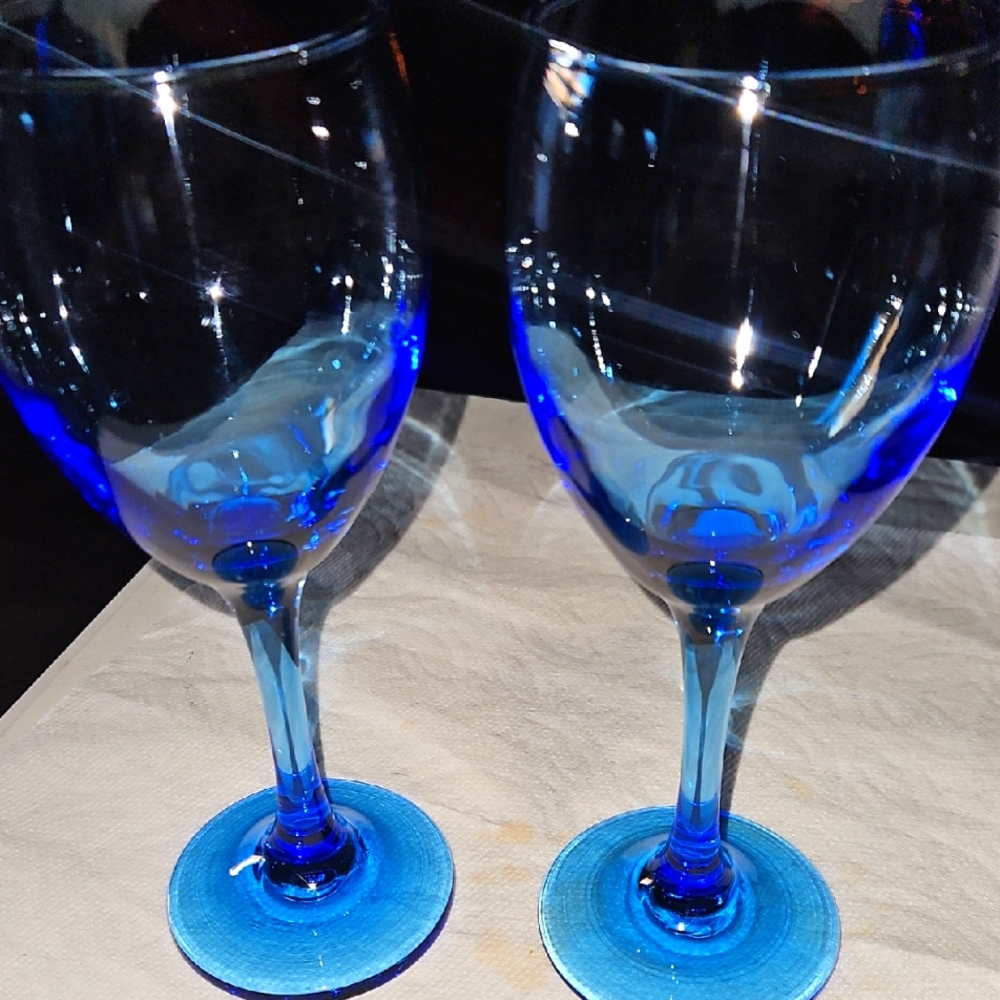 Cristar Blue Premier Stemmed Wine Water Stemware Goblets 7 1/2"